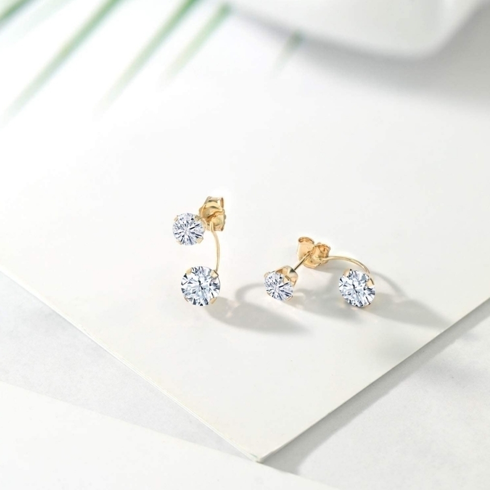 CERTIFIED 14k Yellow Gold 3ct Diamond Earrings Charles Colvard Moissanite - Picture 3 of 6